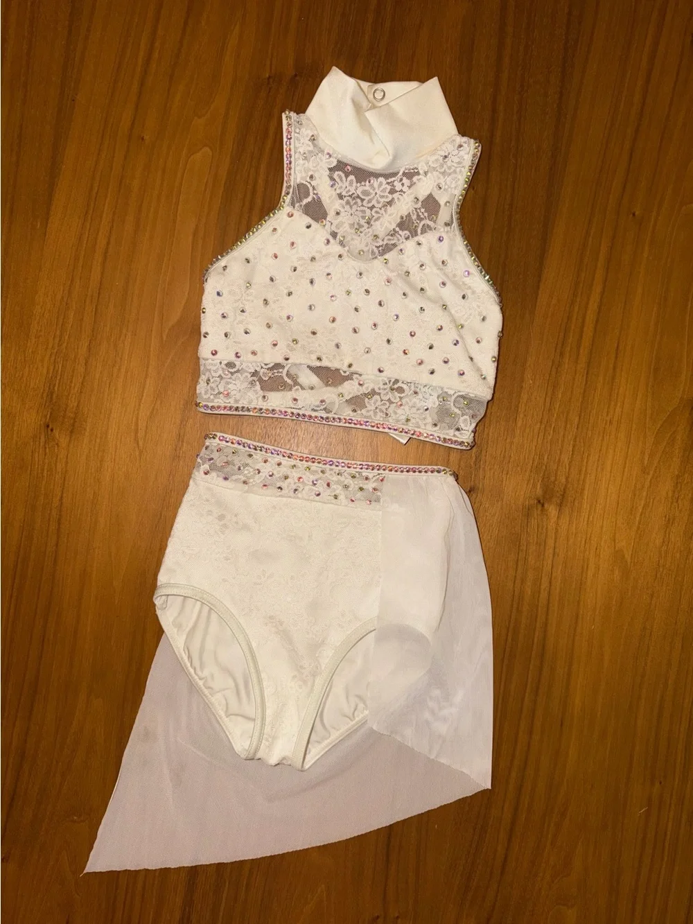 White Lace Lyrical Dance Costume Child Small